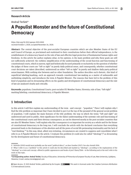 A Populist Monster and the Future of Constitutional Democracy