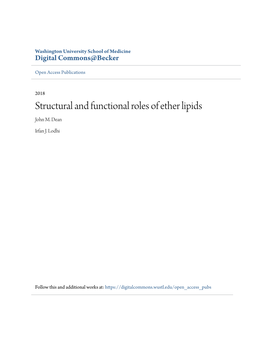 Structural and Functional Roles of Ether Lipids John M