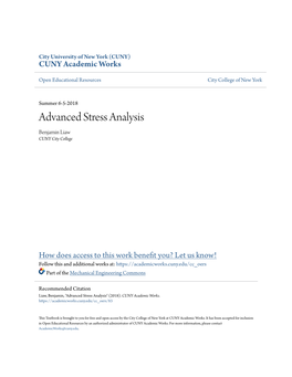 Advanced Stress Analysis Benjamin Liaw CUNY City College