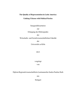 Linking Citizens with Political Parties Inauguraldissertation Zur Erlangung D