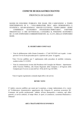 Comune Di Ogliastro Cilento Provincia Di Salerno