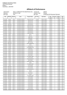 Affidavit of Performance