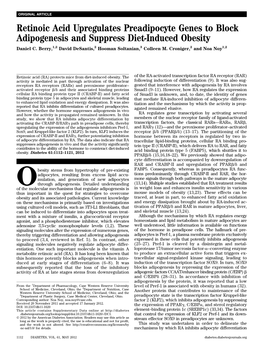 Retinoic Acid Upregulates Preadipocyte Genes to Block Adipogenesis and Suppress Diet-Induced Obesity