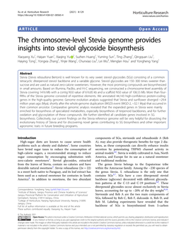 The Chromosome-Level Stevia Genome Provides Insights Into