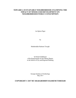 Toward a Sustainable Neighborhood: Examining the Impact of Mixed-Used Development on Neighborhood Energy Consumption