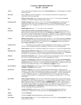 Calmac Ship Movements 8.11.05 – 12.12.05