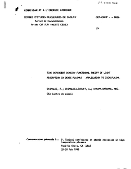 F& Y^Co 5-É< COMMISSARIAT a L'energie ATOMIQUE