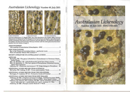Australasian Lichenology Number 49, July 2001