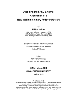 By Niki Rae Huitson M.A., Simon Fraser University, 2005 M.P.M., Simon Fraser University, 1998 B.Sc