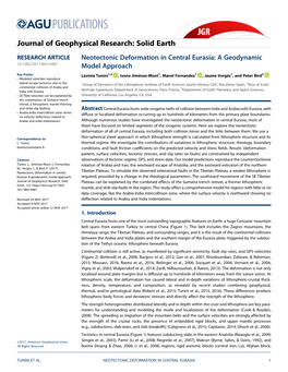 Neotectonic Deformation in Central Eurasia: a Geodynamic 10.1002/2017JB014487 Model Approach