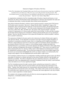 Statement in Support of Freedom of the Press