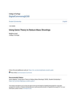 Using Genre Theory to Reduce Mass Shootings