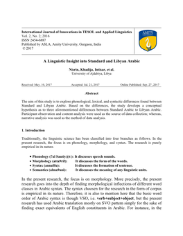 A Linguistic Insight Into Standard and Libyan Arabic