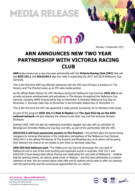 Arn Announces New Two Year Partnership with Victoria Racing Club