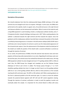 SUPPLEMENTARY DATA Description of the Procedure We Should Emphasize Here That the Endomyocardial Biopsy