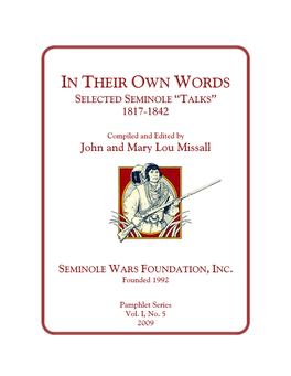 In Their Own Words Selected Seminole “Talks” 111888111777---111888444222