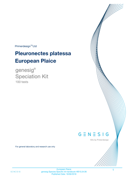 Pleuronectes Platessa Genesig Speciation Kit European Plaice