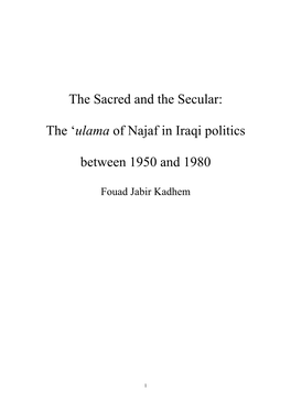 The 'Ulama of Najaf in Iraqi Politics Between 1950 and 1980