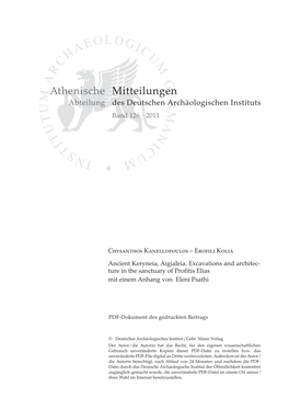 Athenische Mitteilungen Abteilung Des Deutschen Archäologischen Instituts Band 126 · 2011