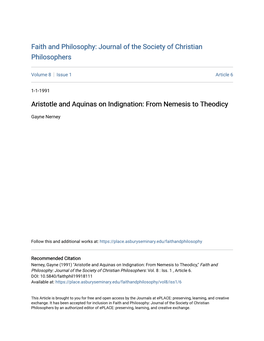 Aristotle and Aquinas on Indignation: from Nemesis to Theodicy