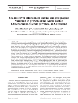 Sea Ice Cover Affects Inter-Annual and Geographic Variation in Growth of the Arctic Cockle Clinocardium Ciliatum (Bivalvia) in Greenland