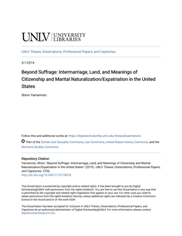 Intermarriage, Land, and Meanings of Citizenship and Marital Naturalization/Expatriation in the United States