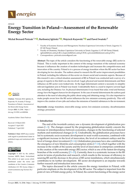 Energy Transition in Poland—Assessment of the Renewable Energy Sector