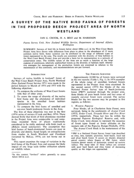 A Survey of the Native Bird Fauna of Forests in the Proposed Beech Project Area of North Westland