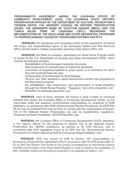 Louisiana-Section 106 Programmatic Agreement-2007