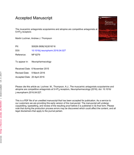 The Muscarinic Antagonists Scopolamine and Atropine Are Competitive Antagonists at 5-HT3 Receptors