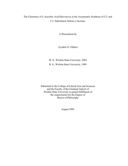 The Chemistry of L-Ascorbic Acid Derivatives in the Asymmetric Synthesis of C2- and C3- Substituted Aldono-Γ-Lactones