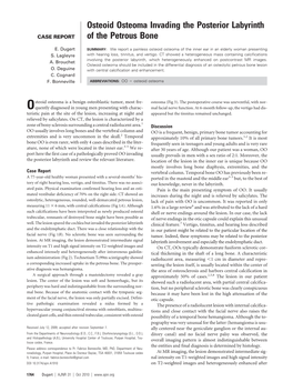 Osteoid Osteoma Invading the Posterior Labyrinth of the Petrous