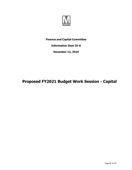 Proposed FY2021 Capital Budget Work Session