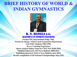 Brief History of World & Indian Gymnastics