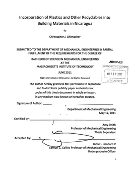 Incorporation of Plastics and Other Recyclables Into Building Materials in Nicaragua