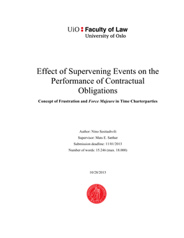 Effect of Supervening Events on the Performance of Contractual Obligations