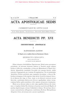 Acta Apostolicae Sedis. Commentarium Officiale
