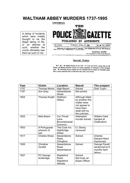 Waltham Abbey Murders 1737-1995