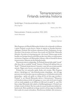 Temarecension: Finlands Svenska Historia