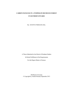 Carbon Exchange in a Temperate Deciduous Forest