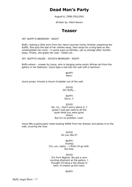 Dead Man's Party Script