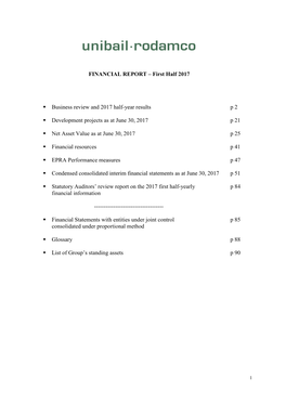 FINANCIAL REPORT – First Half 2017 Business Review and 2017 Half-Year Results P 2 Development Projects As at June