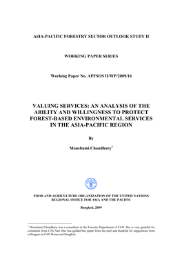 An Analysis of the Ability and Willingness to Protect Forest-Based Environmental Services in the Asia-Pacific Region