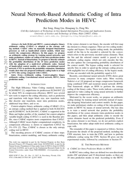 Neural Network-Based Arithmetic Coding of Intra Prediction Modes in HEVC