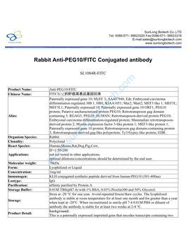 Rabbit Anti-PEG10/FITC Conjugated Antibody-SL1084R-FITC
