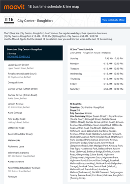 1E Bus Time Schedule & Line Route