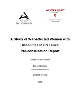 A Study of War-Affected Women with Disabilities in Sri Lanka: Pre-Consultation Report