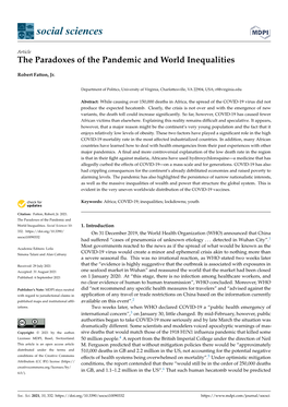 The Paradoxes of the Pandemic and World Inequalities