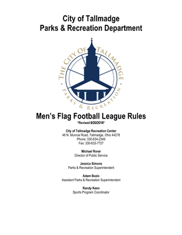 League Rules *Revised 8/20/2018*