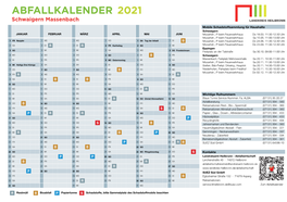 ABFALLKALENDER 2021 Schwaigern Massenbach